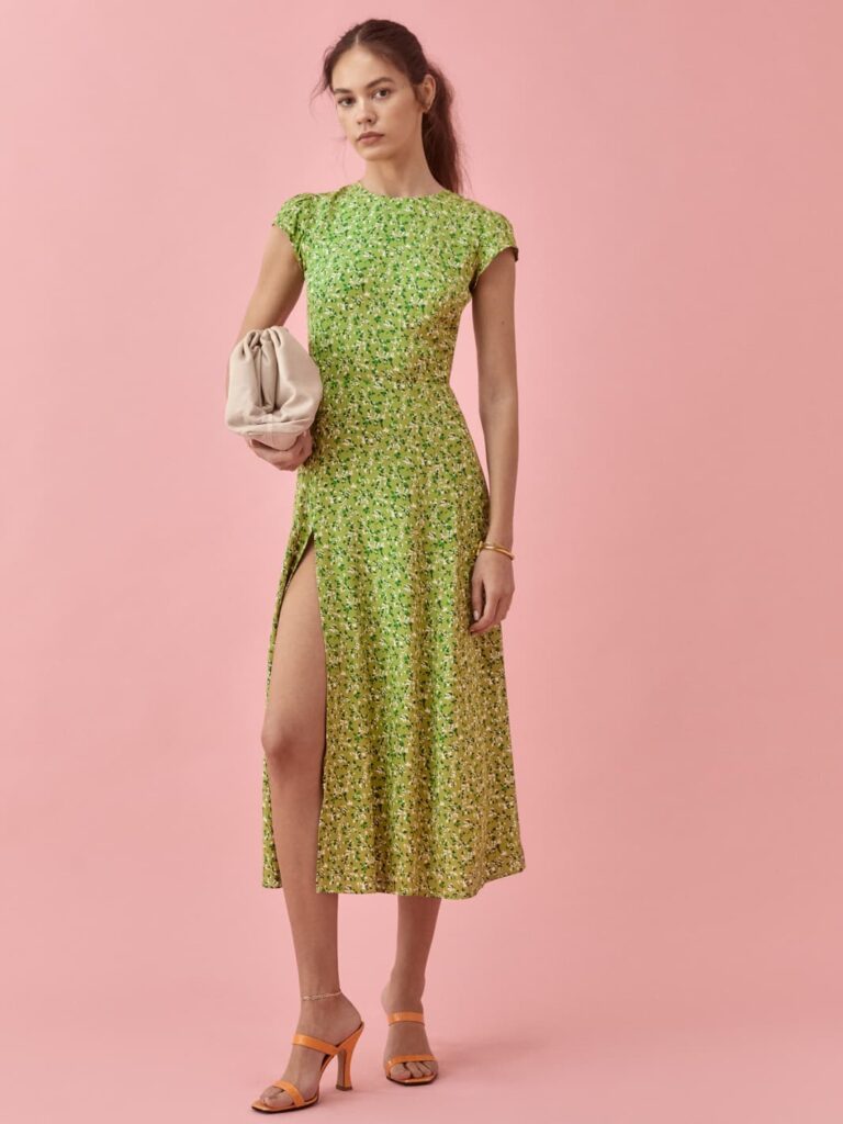 The Reformation Floral Dress, The Reformation Flower Dress, floral print long frocks, floral print frocks for ladies, colourful floral dress, printed short frock, floral colour dress, floral wrap tea dress, floral print short frocks, floral print dresses online, trendy floral printed dresses for summer, cuter floral printed dresses for summer, 